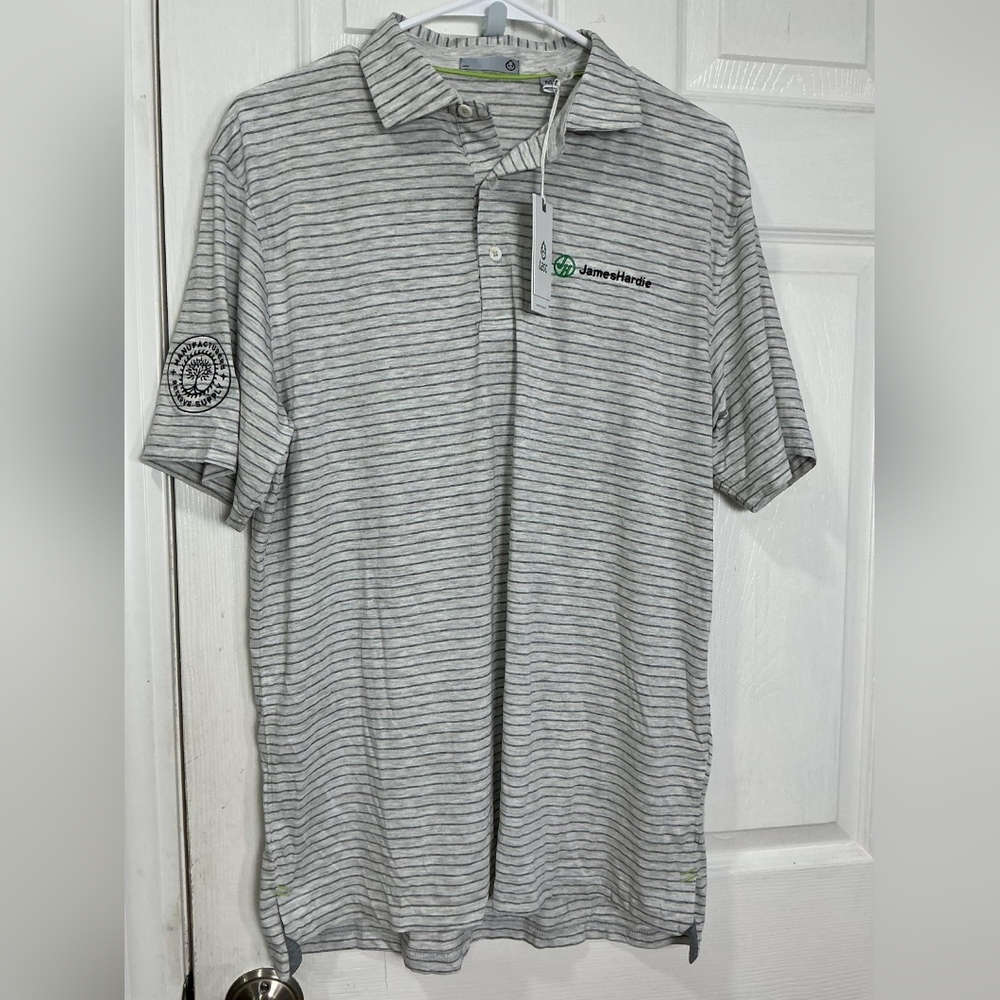 James Hardie Men’s Gray Striped Polo